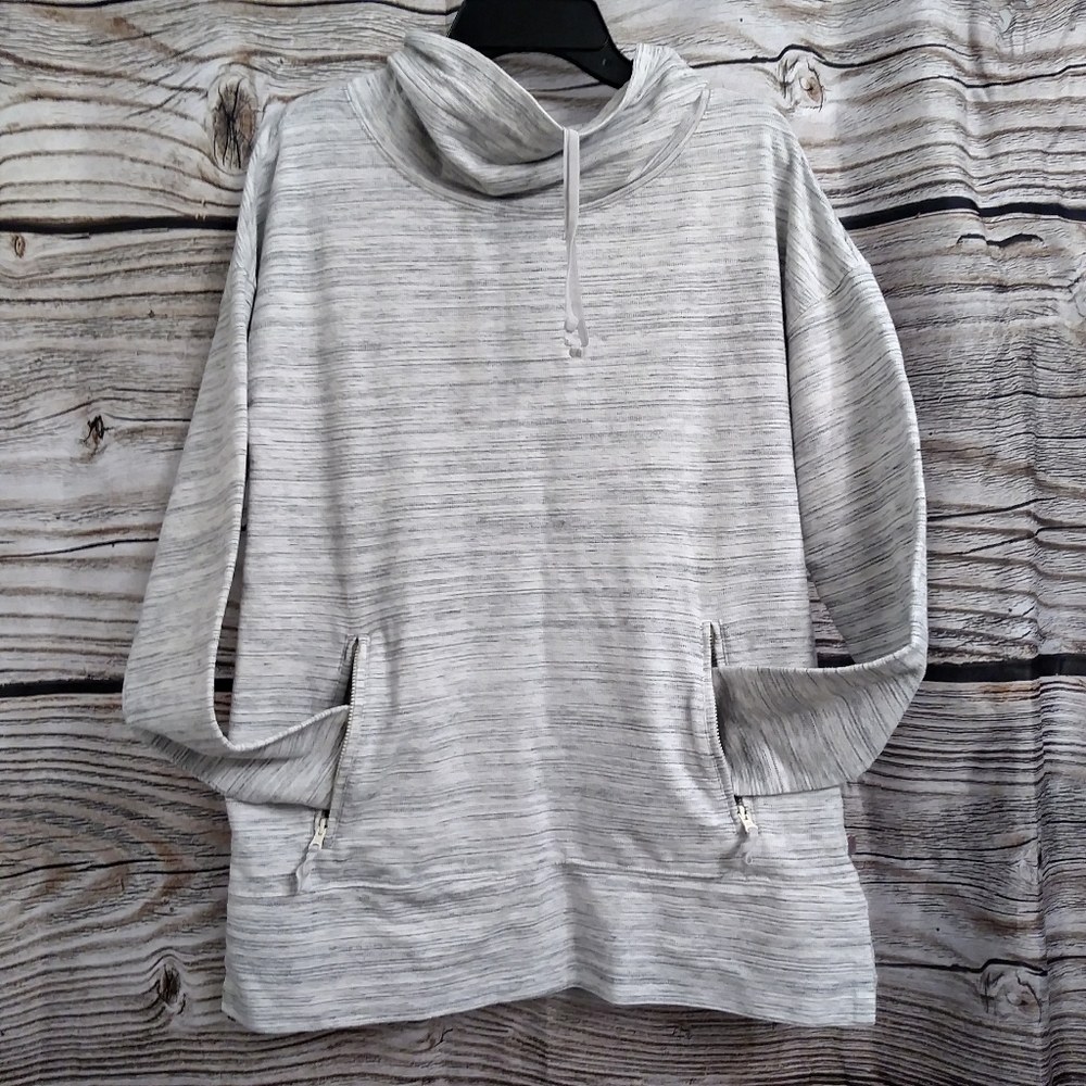 Talbots Cowl Neck Pullover Sweater Gray Space Dye - Picture 3 of 11